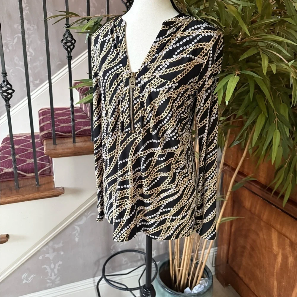 MICHAEL KORS ladies, chain-link style, long sleeve blouse size small
